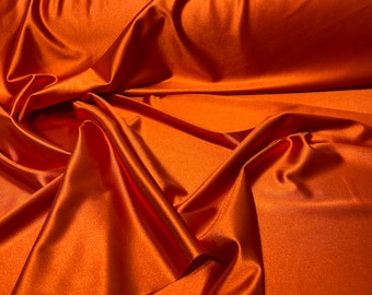 Burnt Orange Deluxe Shiny Polyester Spandex Fabric Stretch 58" Wide Sold by The Yard.