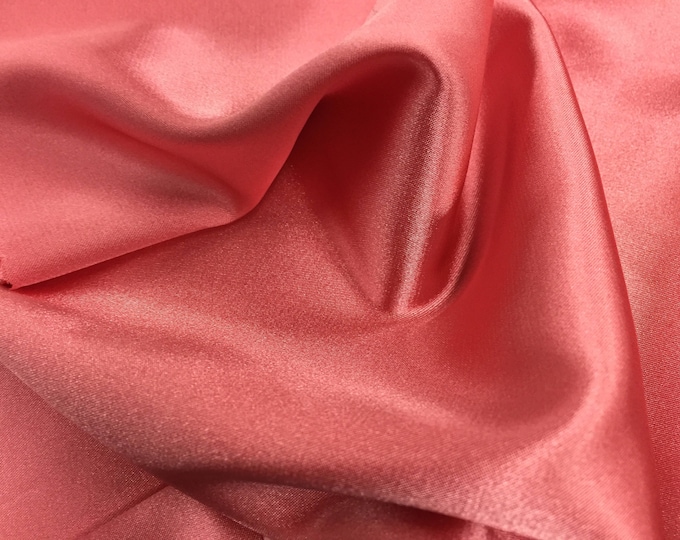 Coral 58 inch 2 way stretch charmeuse satin-super soft silky satin-bridal-wedding-prom-nightgown-dresses-fashion-apparel-sold by the yard.