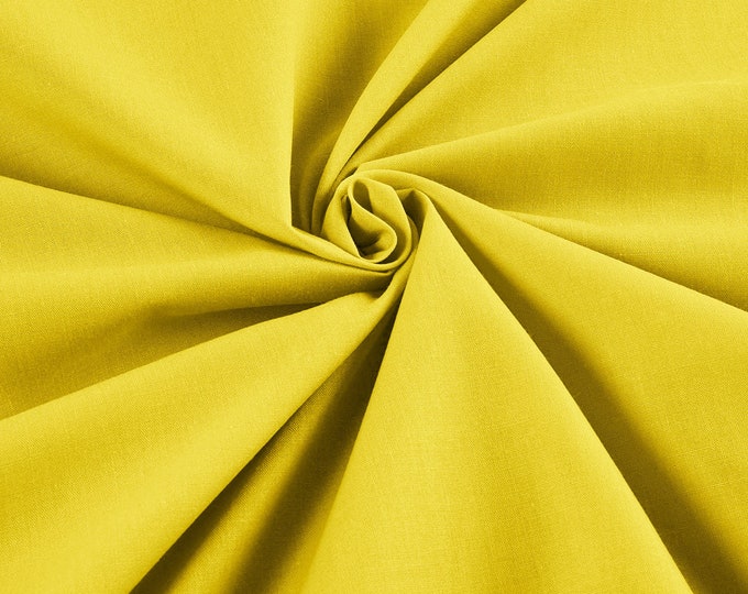 Yellow - 58-59" Wide Premium Light Weight Poly Cotton Blend Broadcloth Fabric Sold By The Yard.