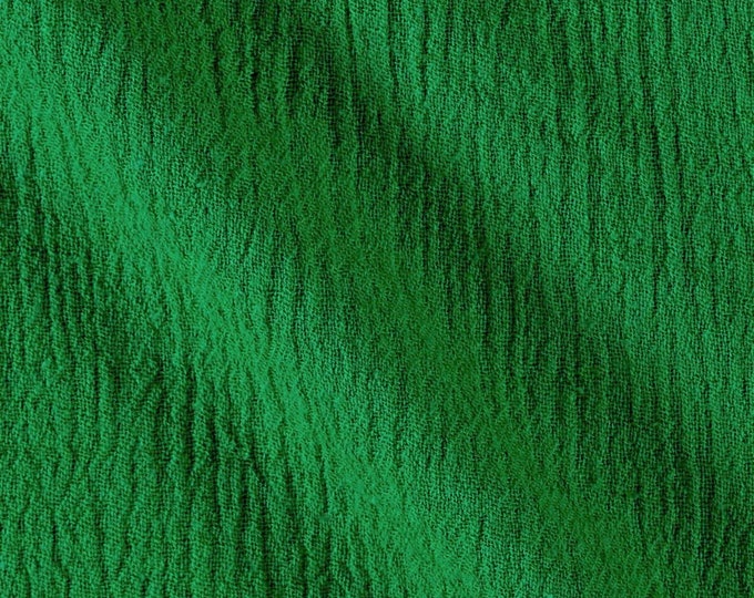 Kelly Green Cotton Gauze Fabric 100% Cotton 48/50" inches Wide Crinkled Lightweight Sold by The Yard.