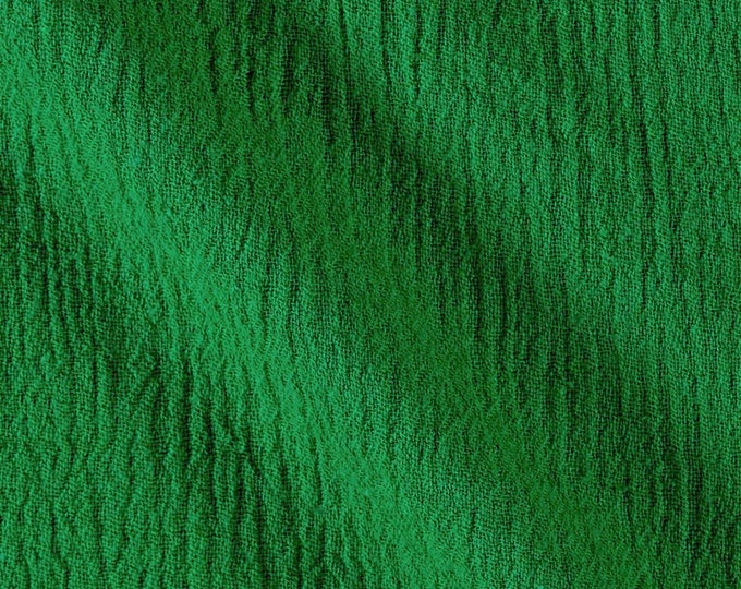 Kelly Green Cotton Gauze Fabric 100% Cotton 48/50" inches Wide Crinkled Lightweight Sold by The Yard.