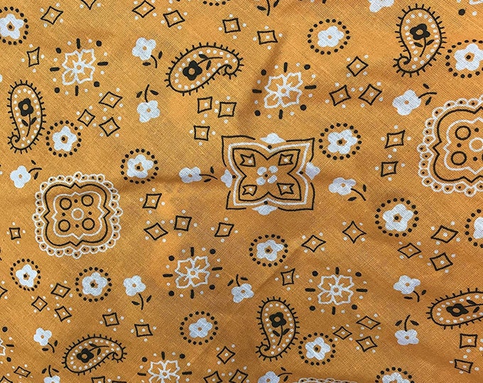 Light Orange 58/59" Wide 65% Polyester 35 percent  Cotton Bandanna Print Fabric, Good for Face Mask Covers, Sold By The Yard.