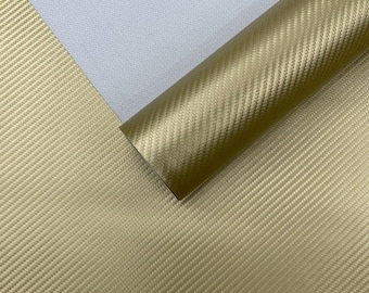 Marine Vinyl Fabric, Gold Carbon Fiber Upholstery Material, 54" Wide