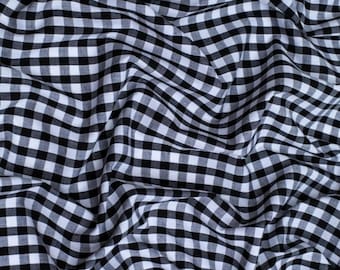 Black Gingham Fabric | 1/4" Checkered Poly Cotton Blend 58" Wide| Quilting| Dresses.