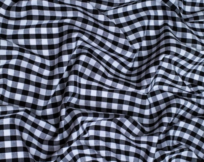 Black Gingham 1/4" Checkered Poly Cotton 58" Wide Fabric- Sold by the yard