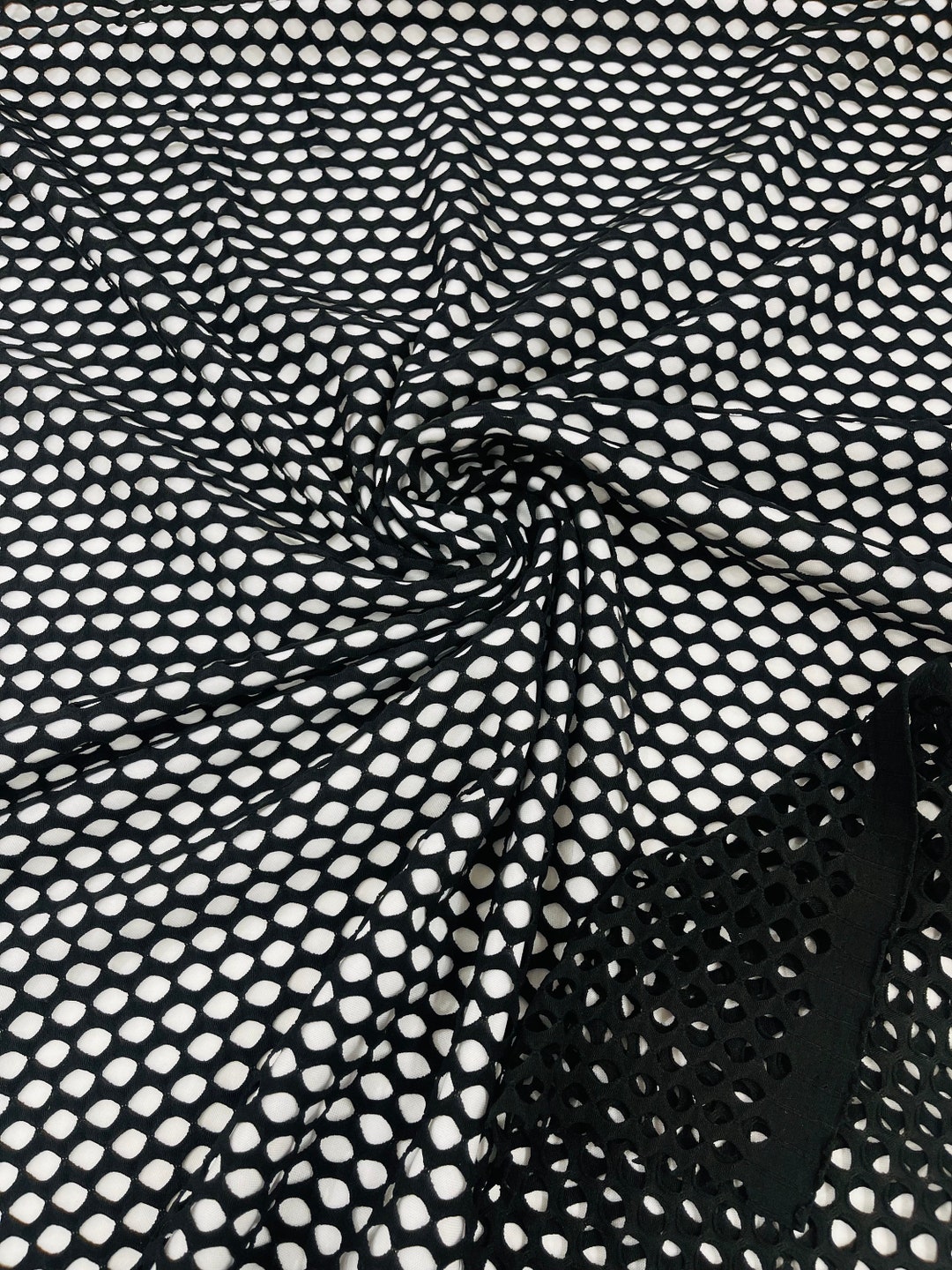 Black Big Hole Fish Net Diamond Mesh on Stretch Spandex Fabric. - Etsy UK