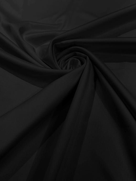 Black Matte Stretch Lamour Satin Fabric| 58" Wide| Apparel| Bridesmaid  Dresses.