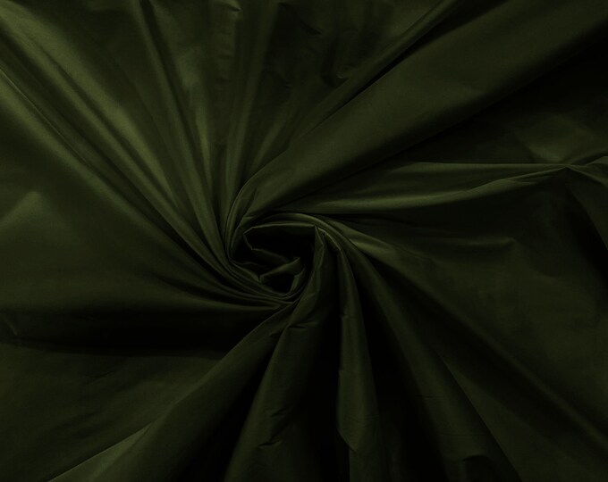 Olive Green 100% Polyester Imitation Silk Taffeta Fabric 55" Wide/Costume/Dress/Cosplay/Wedding.