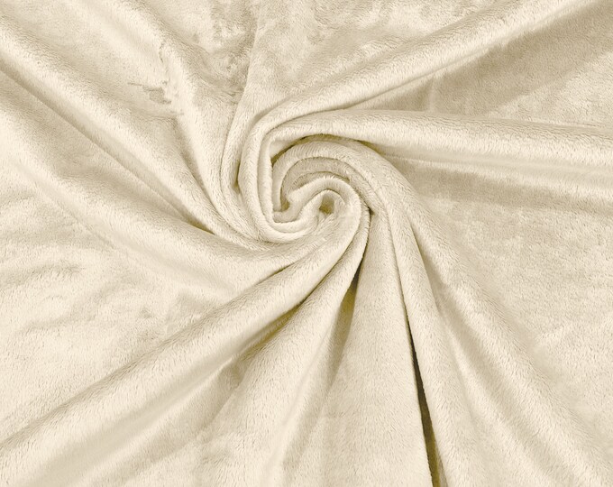 Ivory Solid Smooth Minky Fabric for Quilting, Blankets, Baby & Pet Accessories, Pillows, Throws, Clothes, Stuffed Toys, Costume.