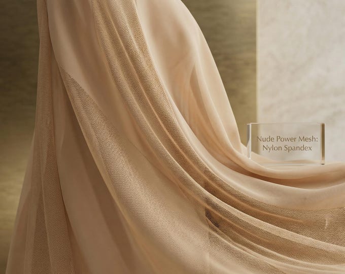 Nude Power Mesh Fabric by Yard 60 Wide, Nylon Spandex Stretch Mesh, Sheer Lining Fabric for Lingerie, Dancewear, Shapewear Sewing