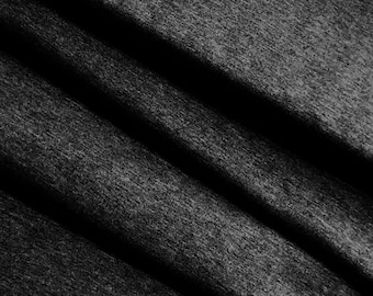 Heather Charcoal Stretch Ponte De Roma 320 GSM Knit Poly Rayon Fabric by the Yard.