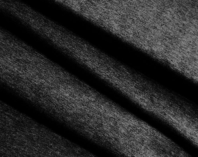 Heather Charcoal Stretch Ponte De Roma 320 GSM Knit Poly Rayon Fabric by the Yard.