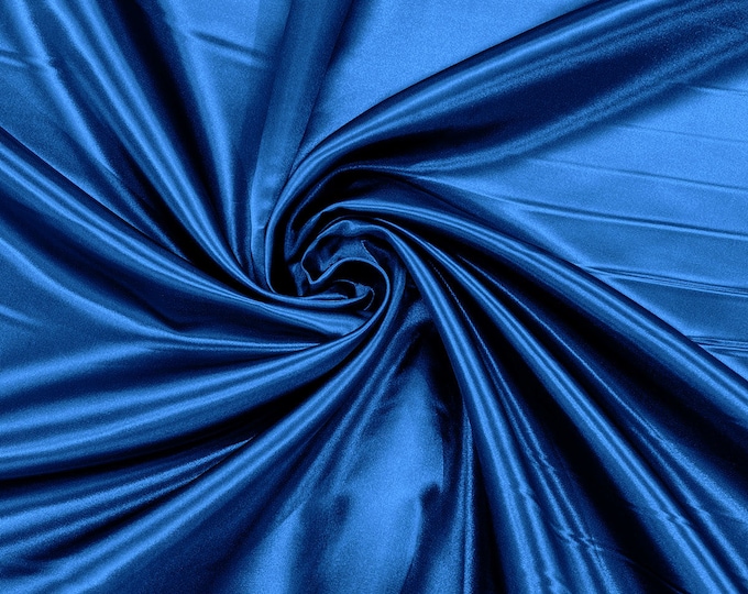 Peacock Blue Heavy Shiny Bridal Satin Fabric for Wedding Dress, 60" inches wide sold by The Yard. New Colors