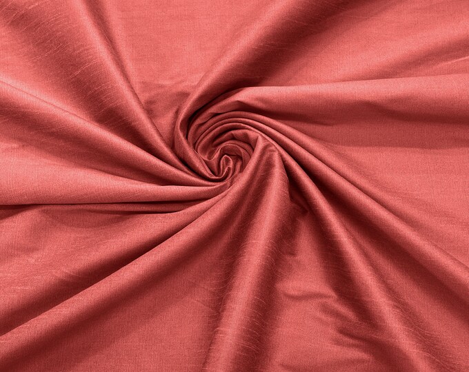 Salmon Polyester Dupioni Faux Silk Fabric/ 55” Wide/Wedding Fabric/Home Decor.