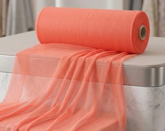Coral Power Mesh Fabric by the Yard Sheer 4 Way Stretch Nylon Spandex for Dress Lingerie Dancewear Summer 60 Inch