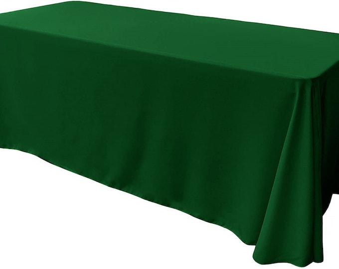 Green - Rectangular Polyester Poplin Tablecloth Floor Length / Party supply