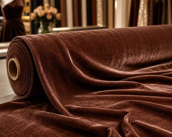 Fluwelen mokka stretchstof 58" breed | Fluwelen stof voor zachte kleding, kostuums en schoolbal | Verkocht op maat gesneden