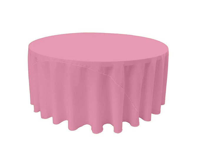 Mexi Pink - Solid Round Polyester Poplin Tablecloth With Seamless.