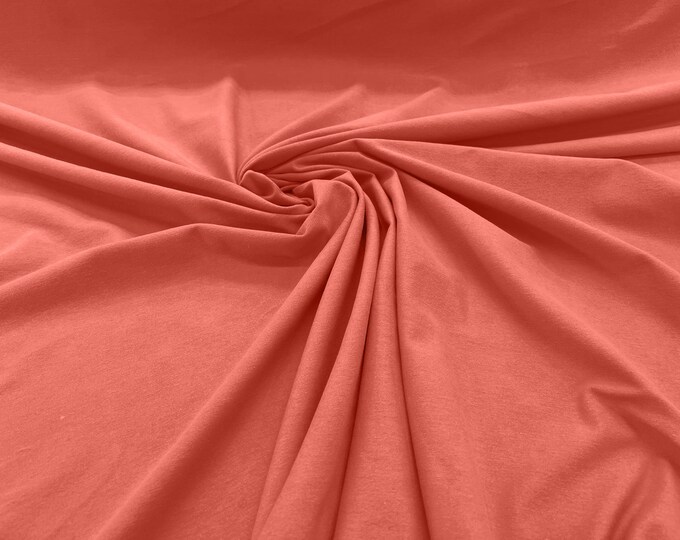 Dark Peach 58/60" Wide  Cotton Jersey Spandex Knit Blend 95% Cotton 5 percent Spandex/Stretch Fabric/Costume