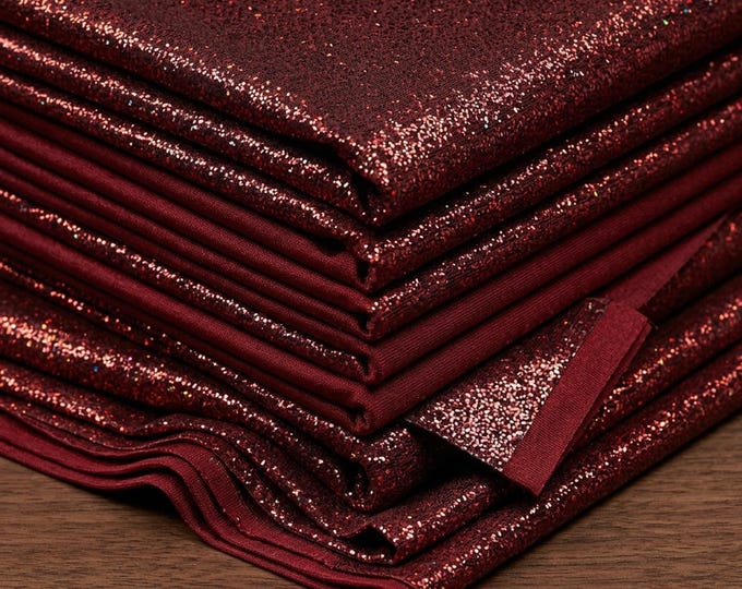 Red Iridescent Shattered Glass Nylon Spandex Fabric, 4 Way Stretch Glitter Fabric for Costumes, Swimwear & Dancewear By Yard
