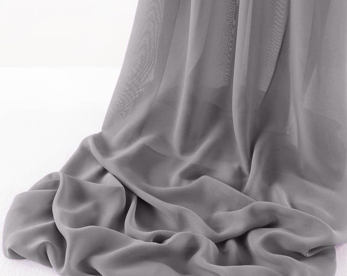 Silver - Wool Dobby Chiffon Sheer Table Runner for Wedding, Decorations for Birthday Parties, Banquets, Engagements.