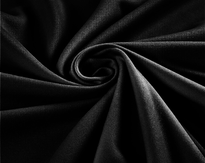 Black Stretch Crepe Scuba Techno Knit Polyester Spandex Fabric for Bows, Top Knots, Head Wraps, Clothes, Costumes, Crafts