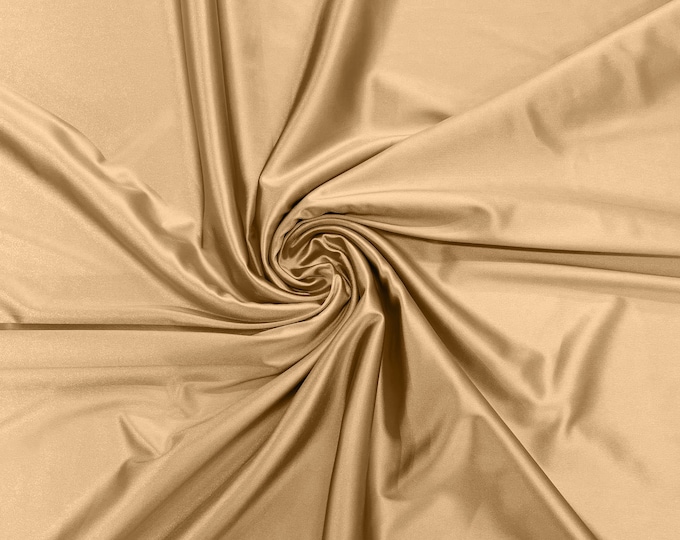Taupe - Luxury Shiny Satin Stretch Spandex Fabric / Prom / Wedding / Cosplays.