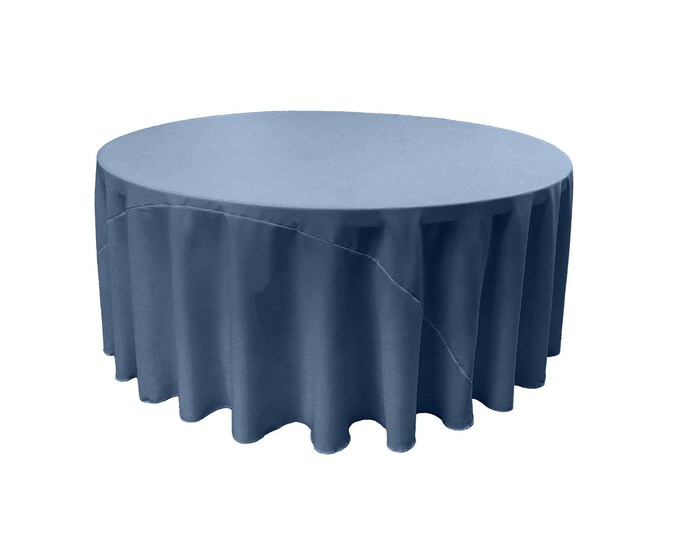 Coppen Blue - Solid Round Polyester Poplin Tablecloth With Seamless.