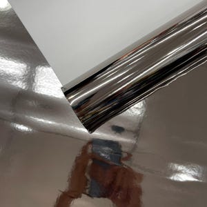 Lead Chrome Mirror Reflective Vinyl Fabric / Crafting Apparel Upholstery Vinyl Fabric 54&quot; Wide