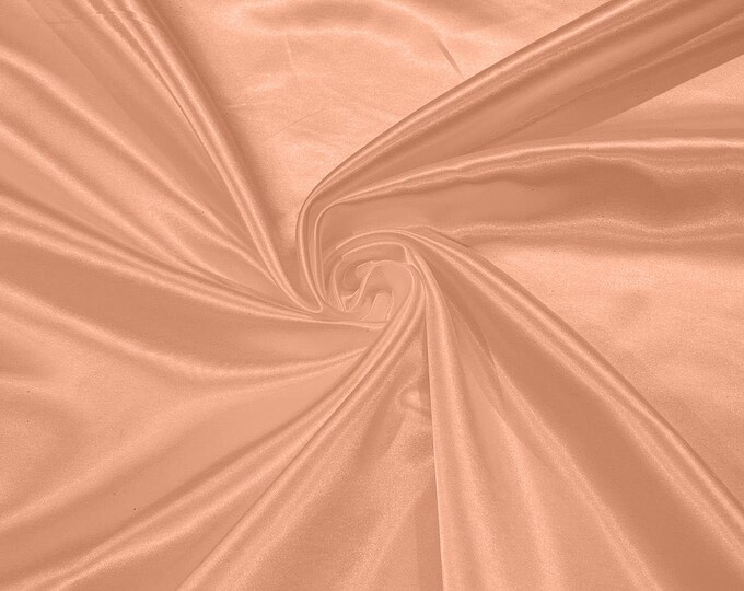 Peach Heavy Shiny Bridal Satin Fabric for Wedding Dress, 60" inches wide sold by The Yard. New Colors