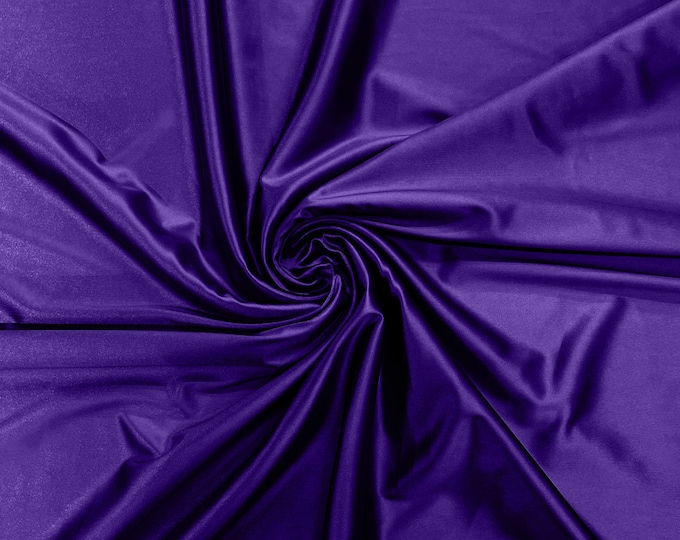 Dark Purple Heavy Shiny Satin Stretch Spandex Fabric/58 Inches Wide/Prom/Wedding/Cosplays.