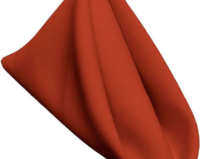 18 x 18 Inches Polyester Poplin Decorative Table Napkins, Party Supply - Pack of 12- Burnt Orange