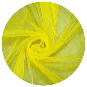 Heldergeel 58/60&quot; breed 100% polyester Zacht lichtgewicht, transparant, doorzichtige kristalorganzastof Wordt op maat verkocht.