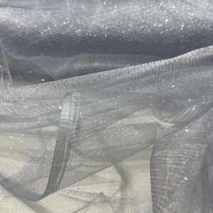 Silver sparkle tulle glitter fabric shimmer/ tulle glitter for dresses/ mesh glitter fabric/ costume fabric/ wholesale