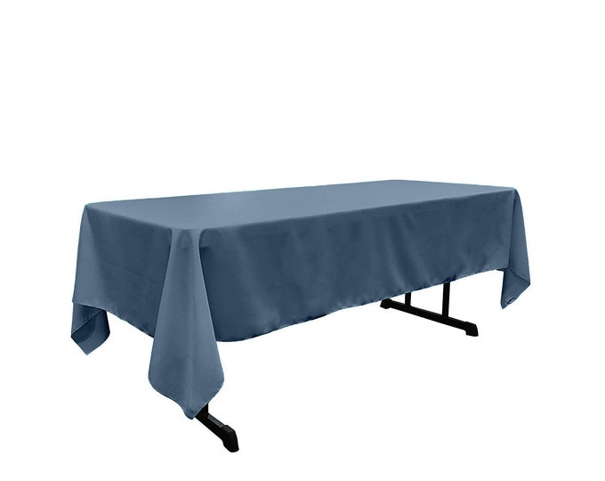 Coppen Blue - Rectangular Polyester Poplin Tablecloth / Party supply.