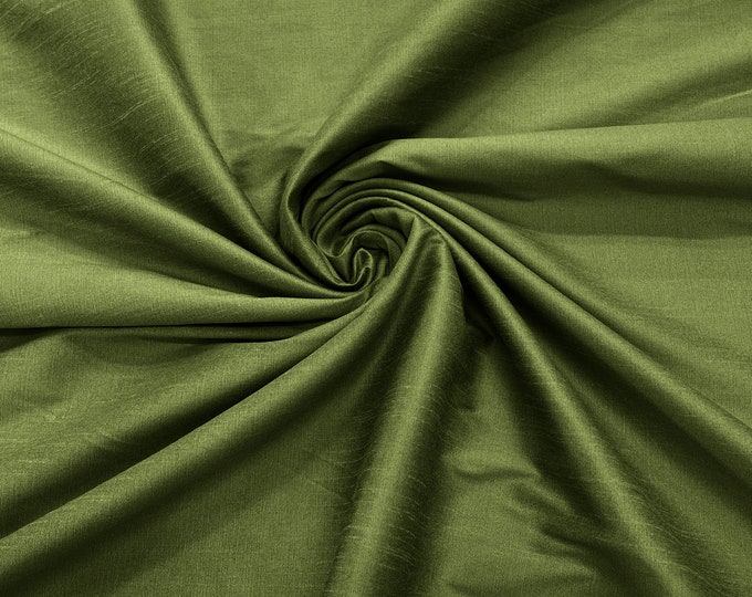Olive Green Polyester Dupioni Faux Silk Fabric/ 55” Wide/Wedding Fabric/Home Decor.
