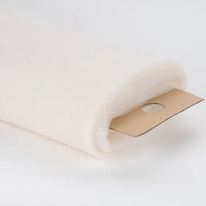 Ivory 108" Wide by 50 Yards Long Polyester Decorative Premium Tulle Fabric Bolt.