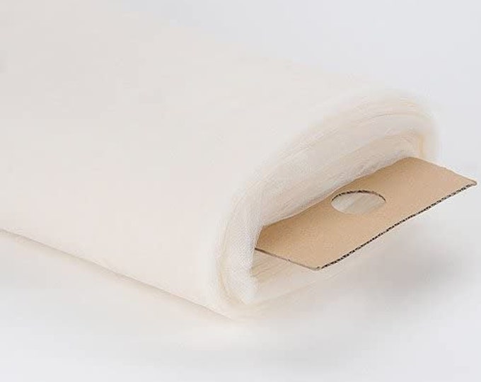 Ivory 108" Wide by 50 Yards Long Polyester Decorative Premium Tulle Fabric Bolt.