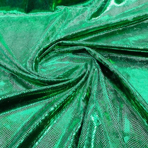 Green Illusion foil Snake design on a stretch velvet fabric-Sold by the yard.