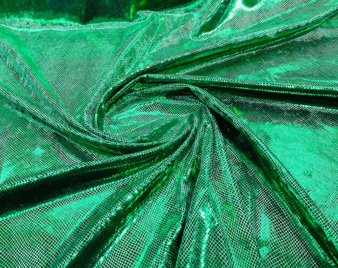 Green Illusion foil Snake design on a stretch velvet fabric-Sold by the yard.