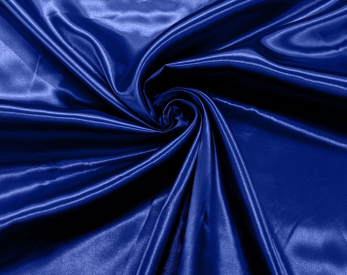 Dark Royal Blue - Shiny Charmeuse Satin Fabric for Wedding Dress/Crafts Costumes/58” Wide /Silky Satin