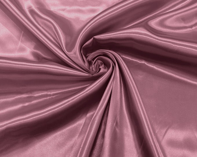 Dark Mauve Shiny Charmeuse Satin Fabric for Wedding Dress/Crafts Costumes/58” Wide /Silky Satin