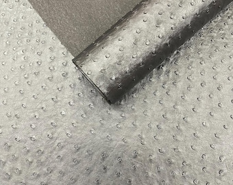 Black Ostrich Upholstery Vinyl, Faux Leather Fabric 54" Wide for Crafting