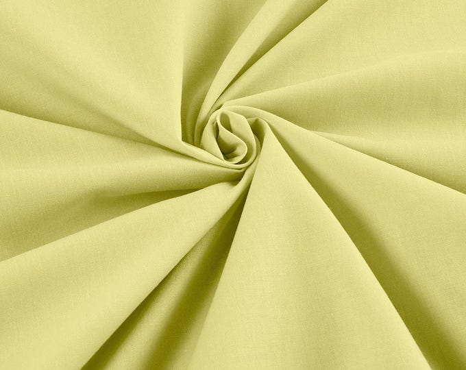 Light Yellow Lightweight Poly Cotton Broadcloth Fabric| 58" Wide| Bed sheets| Apparel.