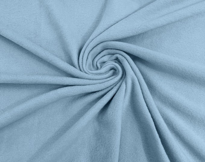 Light Blue Solid Polar Fleece Fabric Anti-Pill 58" Wide Sold by The Yard.