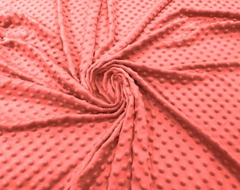 Strawberry Minky Dot Fabric| 58" Wide| Cosplay| Stuff Animals| Blankets.