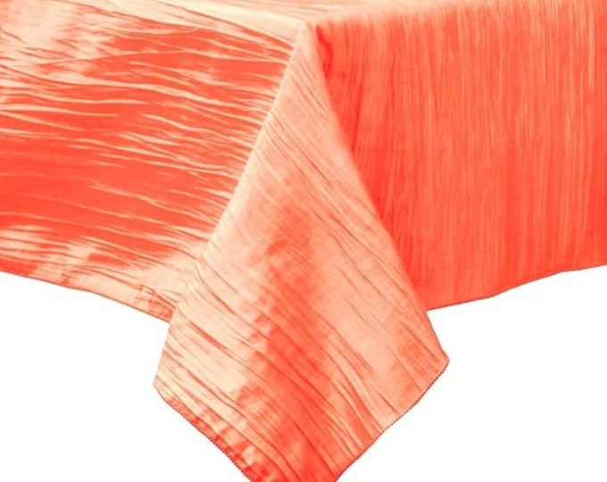 Peach Square Light Weight Accordion Design Crushed Taffeta Seamless Table Overlay