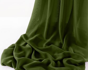 Olive Green - Wool Dobby Chiffon Sheer Table Runner for Wedding, Decorations for Birthday Parties, Banquets, Engagements.