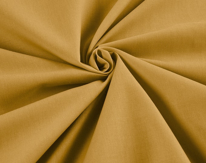 Gold - 58-59" Wide Premium Light Weight Poly Cotton Blend Broadcloth Fabric Sold By The Yard.