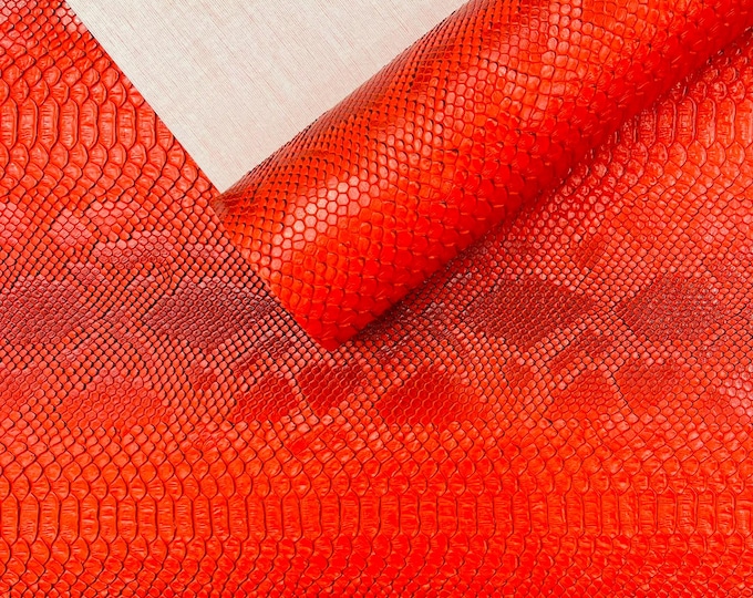 Red Viper Snake Skin Texture Faux Leather Fabric| 54" Wide| Upholstery| Bags.